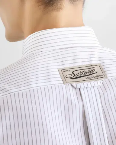Dolce & Gabbana Men 's Stripe Cotton Poplin Short-Sleeve Shirt | Thumbnail 5 Dolce & Gabbana Men 's Stripe Cotton Poplin Short-Sleeve Shirt | Thumbnail 5