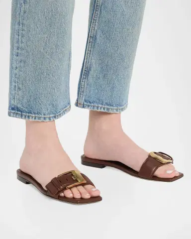 Tod's Buckle Nappa Leather Flat Slide Sandals | Thumbnail 2 Tod's Buckle Nappa Leather Flat Slide Sandals | Thumbnail 2