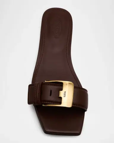 Tod's Buckle Nappa Leather Flat Slide Sandals | Thumbnail 6 Tod's Buckle Nappa Leather Flat Slide Sandals | Thumbnail 6