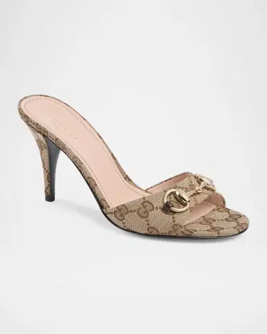 Gucci 85mm Erin GG Monogram Canvas Mules | Thumbnail 3 Gucci 85mm Erin GG Monogram Canvas Mules | Thumbnail 3