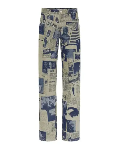 Jean Paul Gaultier Newspaper-Print Straight-Leg Jeans | Thumbnail 1 Jean Paul Gaultier Newspaper-Print Straight-Leg Jeans | Thumbnail 1