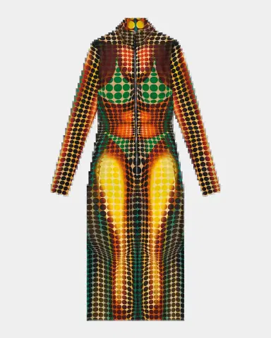 Jean Paul Gaultier Re-Edition Polkadot Trompe L 'oeil Mesh Zip-Front Midi Dress | Thumbnail 2 Jean Paul Gaultier Re-Edition Polkadot Trompe L 'oeil Mesh Zip-Front Midi Dress | Thumbnail 2