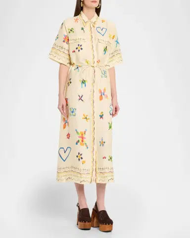 ALÉMAIS Sidi Printed Linen-Blend Midi Shirtdress | Thumbnail 4 ALÉMAIS Sidi Printed Linen-Blend Midi Shirtdress | Thumbnail 4