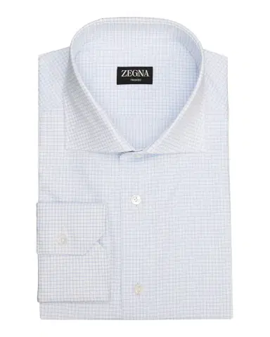 ZEGNA Men's Trofeo Cotton Micro-Check Dress Shirt | Thumbnail 1 ZEGNA Men's Trofeo Cotton Micro-Check Dress Shirt | Thumbnail 1