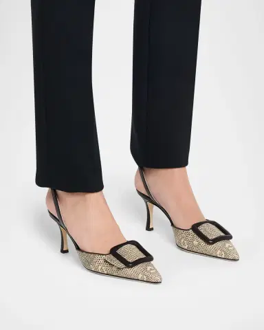 Manolo Blahnik 70mm Mayslibi Embossed Leather Slingback Pumps | Thumbnail 2 Manolo Blahnik 70mm Mayslibi Embossed Leather Slingback Pumps | Thumbnail 2