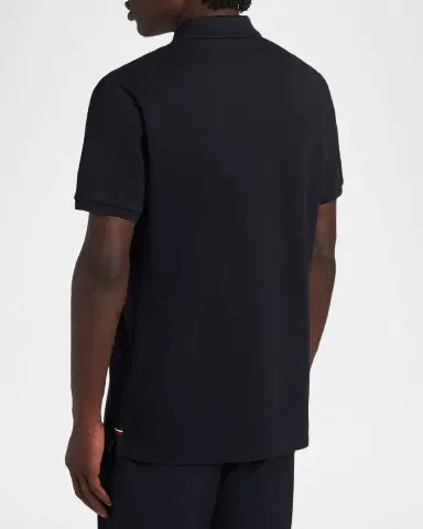 Moncler Men's Cotton Pique Tricolor Logo Patch Polo Shirt | Thumbnail 3 Moncler Men's Cotton Pique Tricolor Logo Patch Polo Shirt | Thumbnail 3