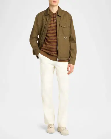 Moncler Men's Cotton Full-Zip Shirt Jacket with Logo D-Ring | Thumbnail 2 Moncler Men's Cotton Full-Zip Shirt Jacket with Logo D-Ring | Thumbnail 2