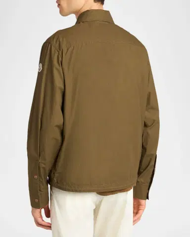 Moncler Men's Cotton Full-Zip Shirt Jacket with Logo D-Ring | Thumbnail 3 Moncler Men's Cotton Full-Zip Shirt Jacket with Logo D-Ring | Thumbnail 3