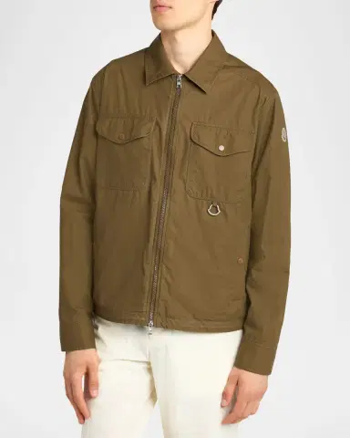 Moncler Men's Cotton Full-Zip Shirt Jacket with Logo D-Ring | Thumbnail 4 Moncler Men's Cotton Full-Zip Shirt Jacket with Logo D-Ring | Thumbnail 4