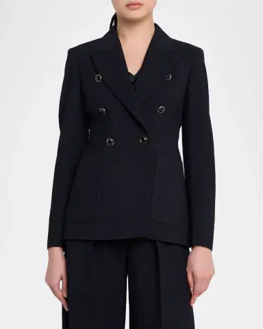Max Mara Ricetta Double-Breasted Seersucker Blazer | Thumbnail 4 Max Mara Ricetta Double-Breasted Seersucker Blazer | Thumbnail 4