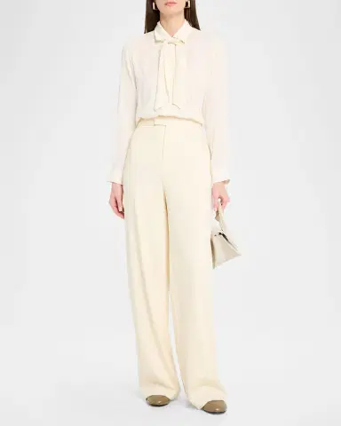 Max Mara Colmo Tie-Neck Silk Blouse | Thumbnail 2 Max Mara Colmo Tie-Neck Silk Blouse | Thumbnail 2