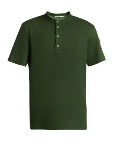 Moncler Men's Flax Polo Shirt with Leather Logo | Thumbnail 1 Moncler Men's Flax Polo Shirt with Leather Logo | Thumbnail 1