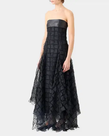 Akris Strapless Trapezoid Embroidered Organza Fringe Maxi Dress | Thumbnail 5 Akris Strapless Trapezoid Embroidered Organza Fringe Maxi Dress | Thumbnail 5