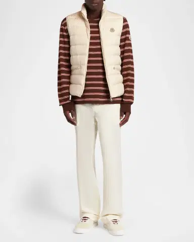 Moncler Men's Cotton Triple-Stripe Crewneck Long-Sleeve T-Shirt | Thumbnail 2 Moncler Men's Cotton Triple-Stripe Crewneck Long-Sleeve T-Shirt | Thumbnail 2
