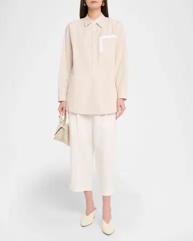 Lafayette 148 New York Striped Cotton Poplin Oversized Boyfriend Shirt | Thumbnail 2 Lafayette 148 New York Striped Cotton Poplin Oversized Boyfriend Shirt | Thumbnail 2