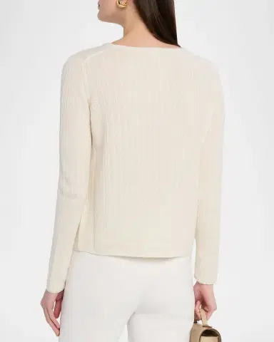 Lafayette 148 New York Mixed-Stitch Crewneck Sweater | Thumbnail 3 Lafayette 148 New York Mixed-Stitch Crewneck Sweater | Thumbnail 3