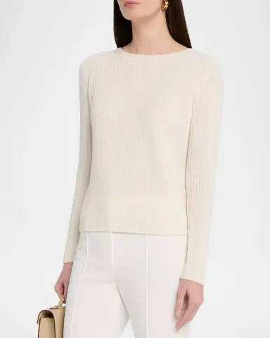 Lafayette 148 New York Mixed-Stitch Crewneck Sweater | Thumbnail 4 Lafayette 148 New York Mixed-Stitch Crewneck Sweater | Thumbnail 4