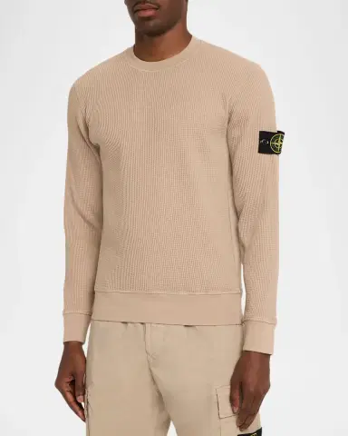 Stone Island Men 's Cotton Waffle Knit Sweatshirt | Thumbnail 4 Stone Island Men 's Cotton Waffle Knit Sweatshirt | Thumbnail 4