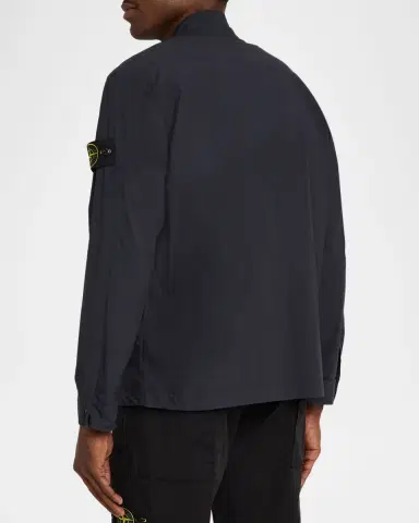 Stone Island Men's Cotton Concealed Snap-Front Shirt | Thumbnail 3 Stone Island Men's Cotton Concealed Snap-Front Shirt | Thumbnail 3