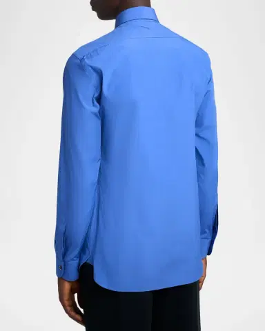 TOM FORD Men's Piece-Dyed Cotton Poplin Dress Shirt | Thumbnail 3 TOM FORD Men's Piece-Dyed Cotton Poplin Dress Shirt | Thumbnail 3
