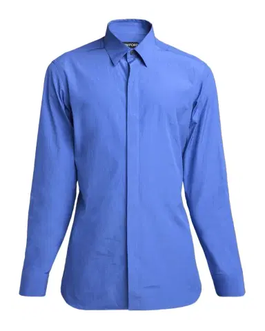 TOM FORD Men's Piece-Dyed Cotton Poplin Dress Shirt | Thumbnail 1 TOM FORD Men's Piece-Dyed Cotton Poplin Dress Shirt | Thumbnail 1