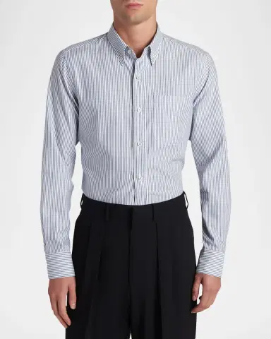TOM FORD Men's Oxford Striped Slim-Fit Dress Shirt | Thumbnail 4 TOM FORD Men's Oxford Striped Slim-Fit Dress Shirt | Thumbnail 4