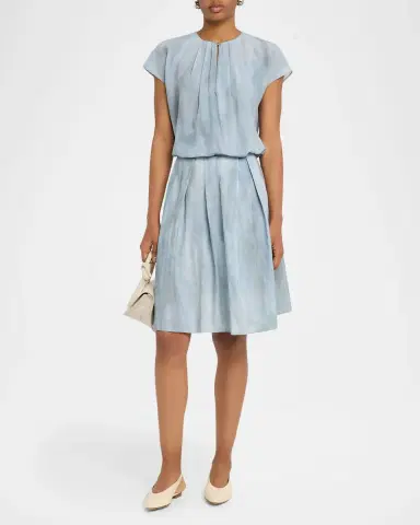 Vince Washed Ombré Silk Cap-Sleeve Blouse | Thumbnail 2 Vince Washed Ombré Silk Cap-Sleeve Blouse | Thumbnail 2