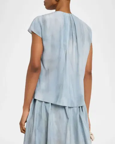 Vince Washed Ombré Silk Cap-Sleeve Blouse | Thumbnail 3 Vince Washed Ombré Silk Cap-Sleeve Blouse | Thumbnail 3