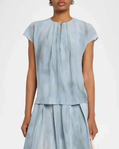 Vince Washed Ombré Silk Cap-Sleeve Blouse | Thumbnail 4 Vince Washed Ombré Silk Cap-Sleeve Blouse | Thumbnail 4