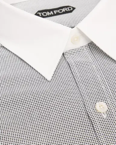 TOM FORD Men's Micro-Houndstooth Cotton Dress Shirt | Thumbnail 2 TOM FORD Men's Micro-Houndstooth Cotton Dress Shirt | Thumbnail 2