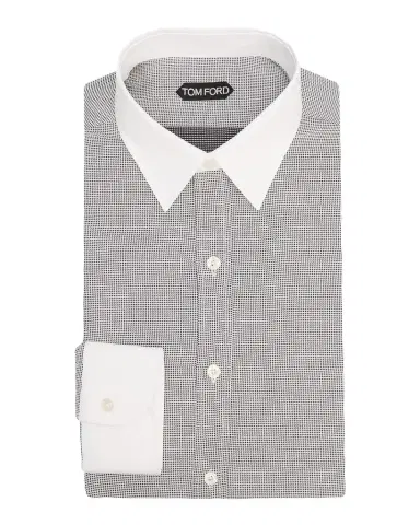 TOM FORD Men's Micro-Houndstooth Cotton Dress Shirt | Thumbnail 1 TOM FORD Men's Micro-Houndstooth Cotton Dress Shirt | Thumbnail 1