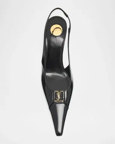 Saint Laurent 75mm Babylone Leather YSL Slingback Pumps | Thumbnail 4 Saint Laurent 75mm Babylone Leather YSL Slingback Pumps | Thumbnail 4