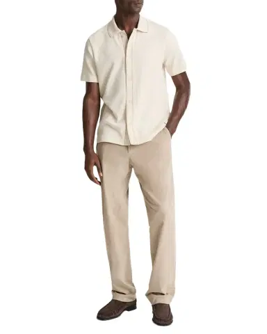 Vince Men 's Cotton Jacquard Knit Short-Sleeve Button-Down Shirt | Thumbnail 1 Vince Men 's Cotton Jacquard Knit Short-Sleeve Button-Down Shirt | Thumbnail 1