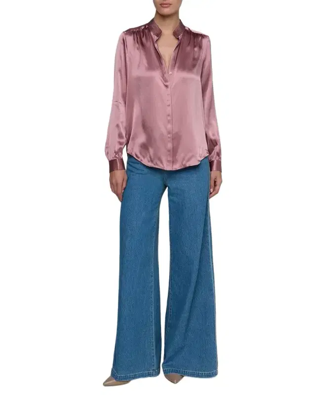 Bianca Silk Charmeuse Button-Down Blouse Bianca Silk Charmeuse Button-Down Blouse