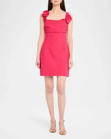 Chiara Boni La Petite Robe Dunca Floral Applique Square-Neck Mini Dress | Thumbnail 2 Chiara Boni La Petite Robe Dunca Floral Applique Square-Neck Mini Dress | Thumbnail 2