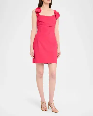Chiara Boni La Petite Robe Dunca Floral Applique Square-Neck Mini Dress | Thumbnail 4 Chiara Boni La Petite Robe Dunca Floral Applique Square-Neck Mini Dress | Thumbnail 4