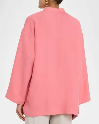 Giorgio Armani V-Neck Hemp Relaxed Long-Sleeve Shirt | Thumbnail 2 Giorgio Armani V-Neck Hemp Relaxed Long-Sleeve Shirt | Thumbnail 2