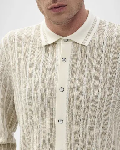 Rag & Bone Men 's Harvey Stripe Knit Button-Down Shirt | Thumbnail 4 Rag & Bone Men 's Harvey Stripe Knit Button-Down Shirt | Thumbnail 4