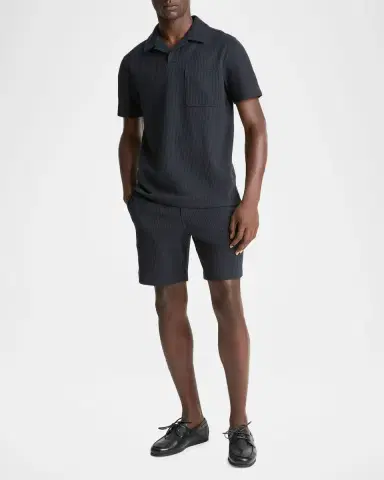 Vince Men 's Seersucker Johnny Collar Polo Shirt | Thumbnail 2 Vince Men 's Seersucker Johnny Collar Polo Shirt | Thumbnail 2