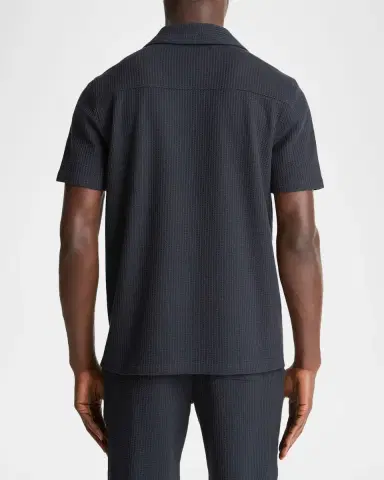 Vince Men 's Seersucker Johnny Collar Polo Shirt | Thumbnail 3 Vince Men 's Seersucker Johnny Collar Polo Shirt | Thumbnail 3
