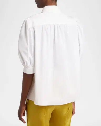 Valentino Garavani Floral Embroidered Short-Sleeve Button-Down Shirt | Thumbnail 3 Valentino Garavani Floral Embroidered Short-Sleeve Button-Down Shirt | Thumbnail 3