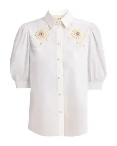 Valentino Garavani Floral Embroidered Short-Sleeve Button-Down Shirt | Thumbnail 1 Valentino Garavani Floral Embroidered Short-Sleeve Button-Down Shirt | Thumbnail 1