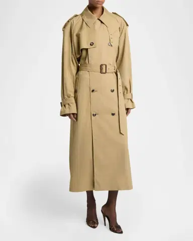 Saint Laurent Belted Double-Breasted Trench Coat | Thumbnail 3 Saint Laurent Belted Double-Breasted Trench Coat | Thumbnail 3