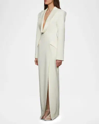 Et Ochs Sylvia Plunging Suiting Column Gown | Thumbnail 3 Et Ochs Sylvia Plunging Suiting Column Gown | Thumbnail 3