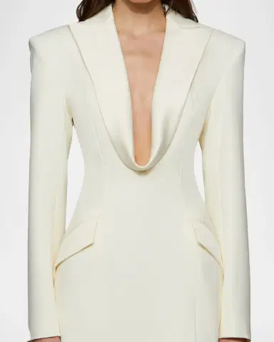 Et Ochs Sylvia Plunging Suiting Column Gown | Thumbnail 4 Et Ochs Sylvia Plunging Suiting Column Gown | Thumbnail 4
