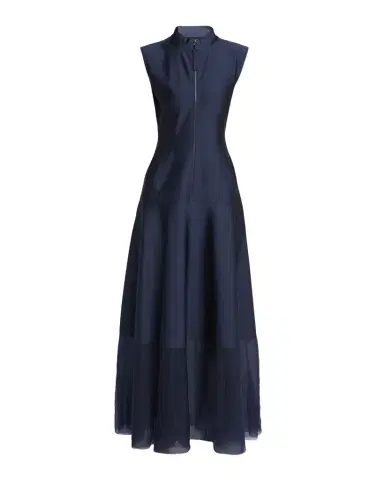 Giorgio Armani Sleeveless Sheer Tiered Zip Maxi Dress | Thumbnail 1 Giorgio Armani Sleeveless Sheer Tiered Zip Maxi Dress | Thumbnail 1