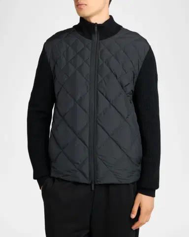 Moncler Men 's Quilted Knit Hybrid Full-Zip Cardigan | Thumbnail 4 Moncler Men 's Quilted Knit Hybrid Full-Zip Cardigan | Thumbnail 4