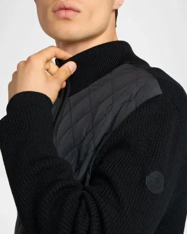 Moncler Men 's Quilted Knit Hybrid Full-Zip Cardigan | Thumbnail 5 Moncler Men 's Quilted Knit Hybrid Full-Zip Cardigan | Thumbnail 5