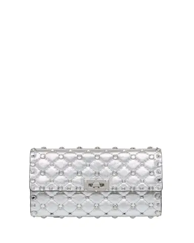 Valentino Garavani Quilted Metallic Leather Rockstud & Rhinestone Shoulder Bag | Thumbnail 1 Valentino Garavani Quilted Metallic Leather Rockstud & Rhinestone Shoulder Bag | Thumbnail 1