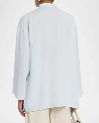 Giorgio Armani V-Neck Long-Sleeve Hemp Tunic Shirt | Thumbnail 3 Giorgio Armani V-Neck Long-Sleeve Hemp Tunic Shirt | Thumbnail 3